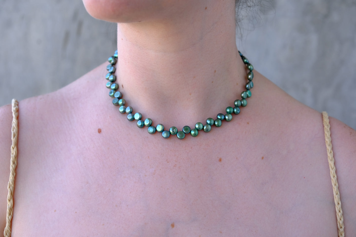 Collar perlas verde