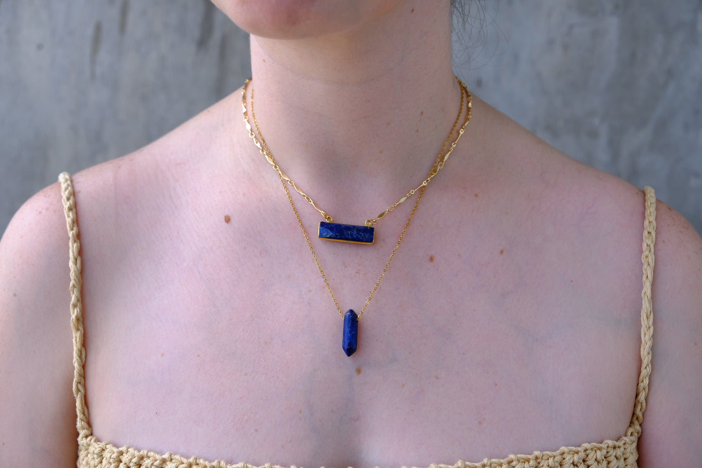 Collar cadena lapiz lazuli