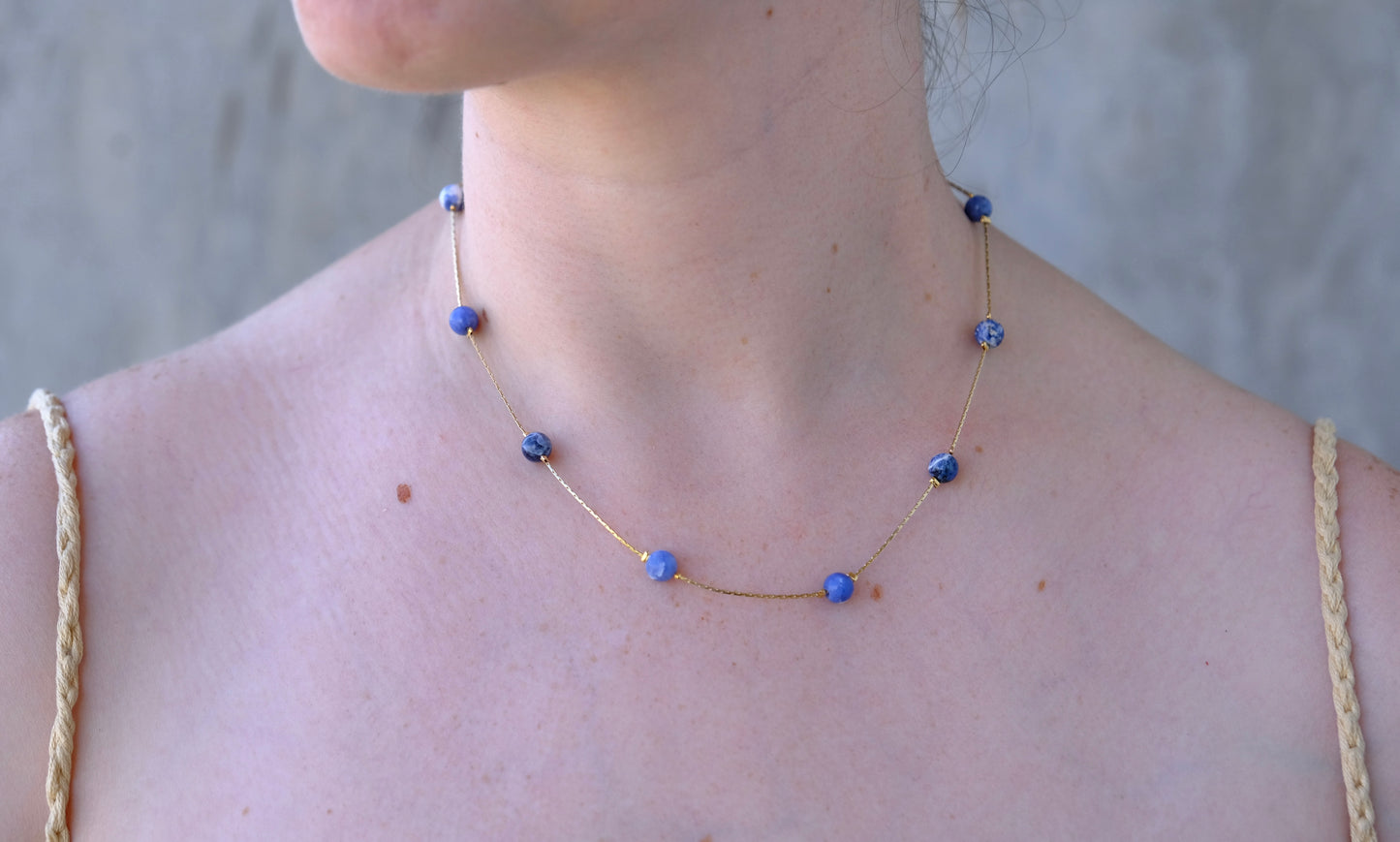 Collar Cadena piedra lapiz lazuli