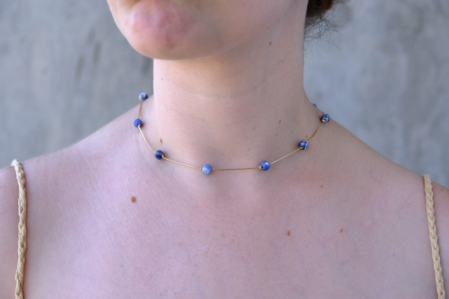 Collar Cadena piedra lapiz lazuli